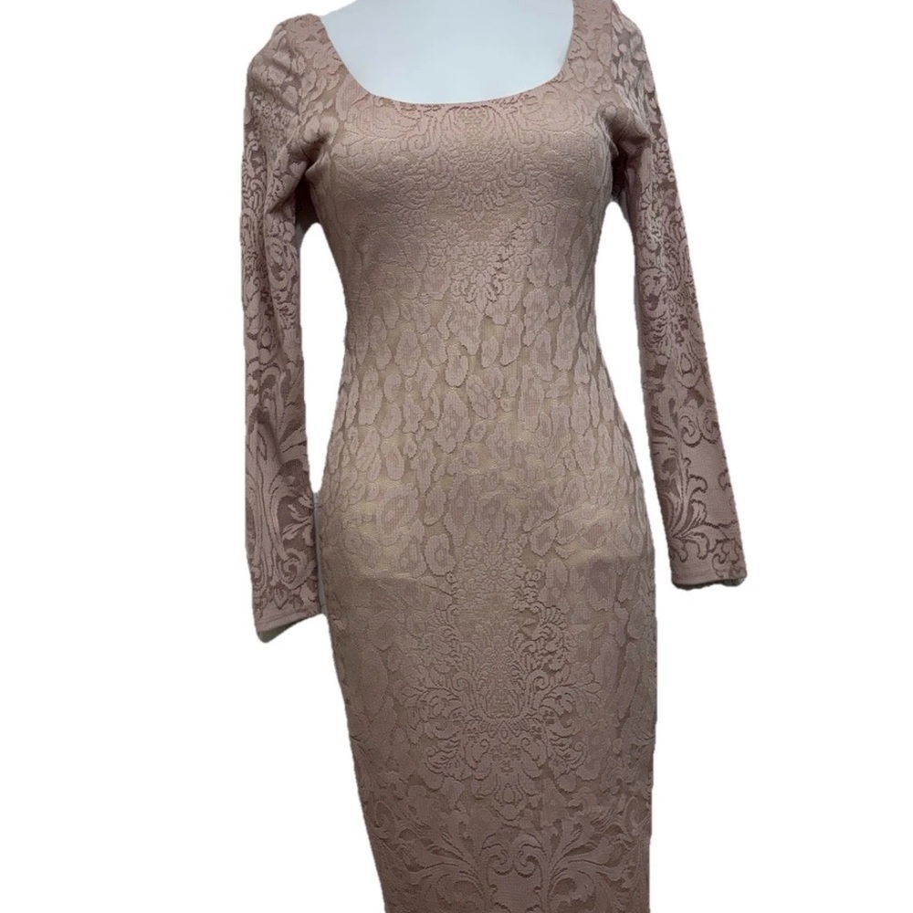 Va Va Voom Blush Pink Long Sleeve Floral Pattern Lace Dress Size Large